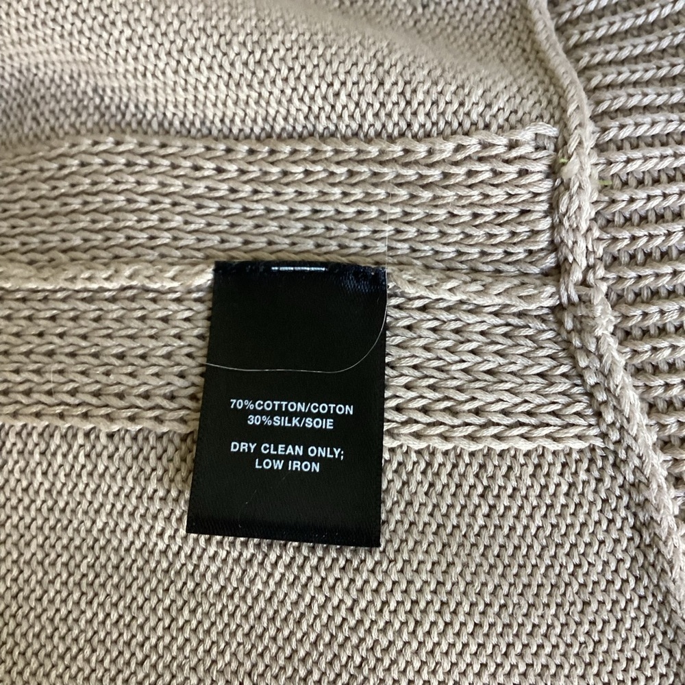 Lafayette 148 Cardigan Sweater Womens Small Tan Open Front Knit Chunky Classic - Picture 11 of 14